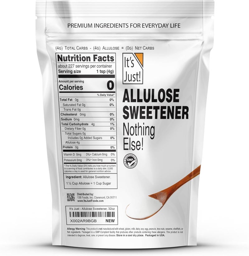 It's Just! Allulose Sweetener - Keto Friendly Sugar Substitute, Non-Glycemic, Non-GMO, 32oz - Image 2