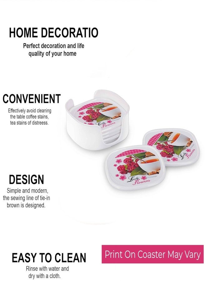aaKaR - Coffee Break Printed Coaster - Squared Shape Coaster with Stand - Set of 6 - Image 5