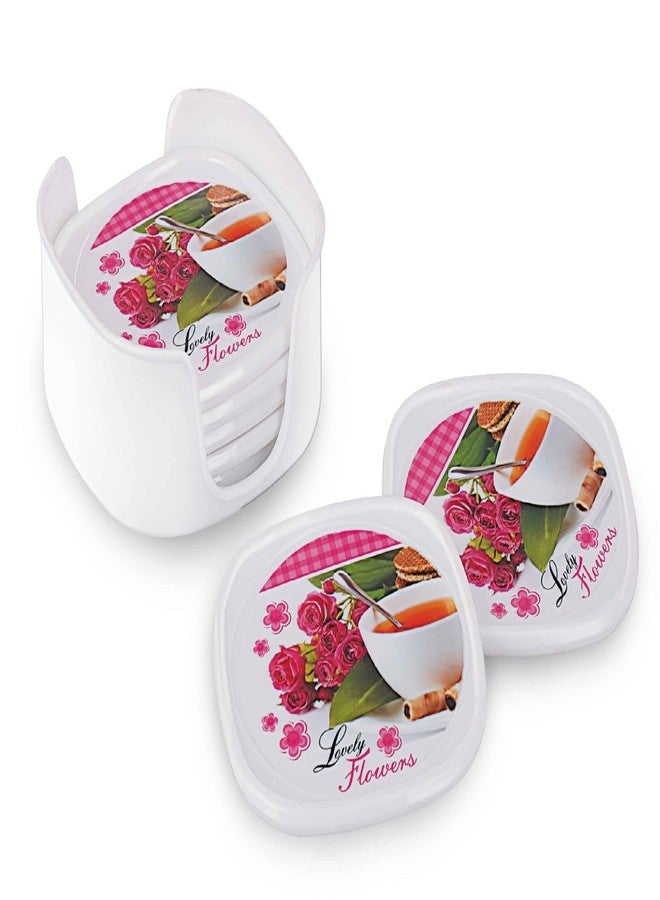 aaKaR - Coffee Break Printed Coaster - Squared Shape Coaster with Stand - Set of 6 - Image 2