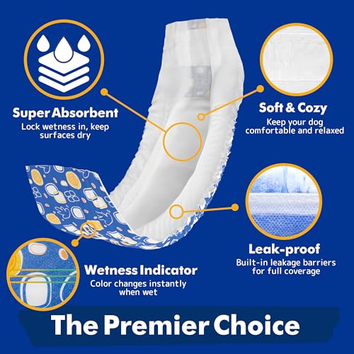 MICOOYO Male Dog Diapers, Disposable Male Dog Wraps with Wetness Indicator, Super Absorbent | Leak Proof Doggie Diapers for Incontinence, Marking, Puppy Training, M,18-25-inch Waist, 20 Counts - Image 2