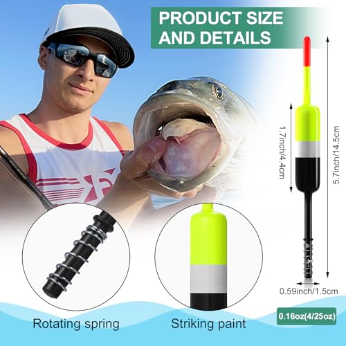 Sumind 10 Pieces Fishing Bobbers Fishing Floats and Bobbers Fishing Floaters Crappie Bobbers Spring Slip Bobbers Fishing Float Accessories for Fishing (Black and Yellow,2.4 Inch) - Image 2