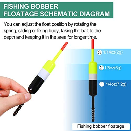 Sumind 10 Pieces Fishing Bobbers Fishing Floats and Bobbers Fishing Floaters Crappie Bobbers Spring Slip Bobbers Fishing Float Accessories for Fishing (Black and Yellow,2.4 Inch) - Image 5