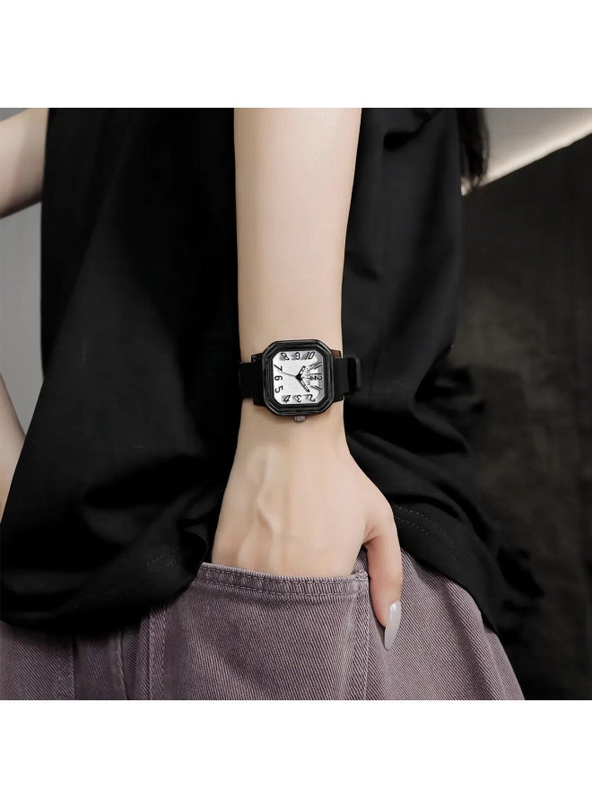 Julius Women's Watch Dopamine Gift Student Sports Luminous Rubber Waterproof Quartz Wrisch Black And White Ja-1491f - Image 2