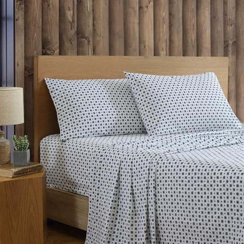 Eddie Bauer Twin Sheet Set Premium Cotton Percale Bedding Set Super Soft Home Decor OekoTex Certified Fairisle Sprinkle Black Twin - Image 3