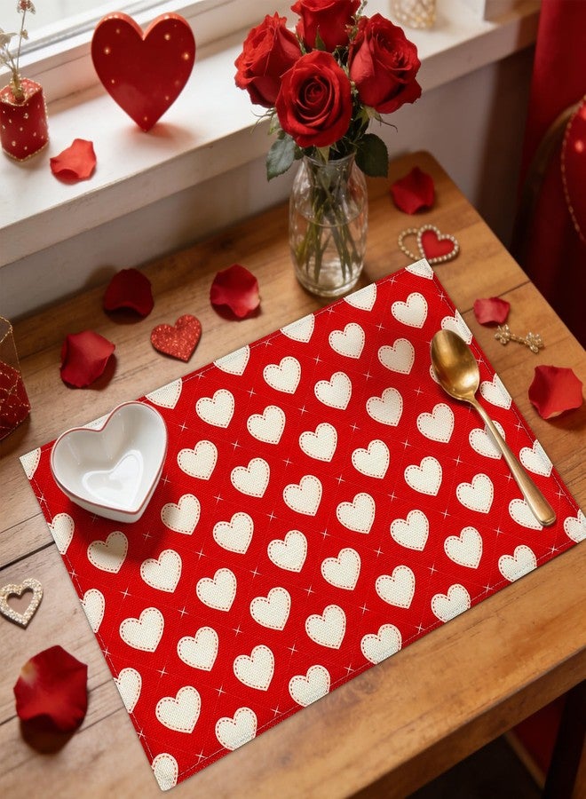 QPIXVB Valentine Placemats Set of 4,Valentines Day Placemats,Valentines Day Table Decorations,12x18 Inch Red Washable Place Mats,Wedding Table Mats for Kitchen Dining Party Decoration - Image 3