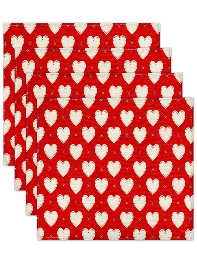 QPIXVB Valentine Placemats Set of 4,Valentines Day Placemats,Valentines Day Table Decorations,12x18 Inch Red Washable Place Mats,Wedding Table Mats for Kitchen Dining Party Decoration - Image 1