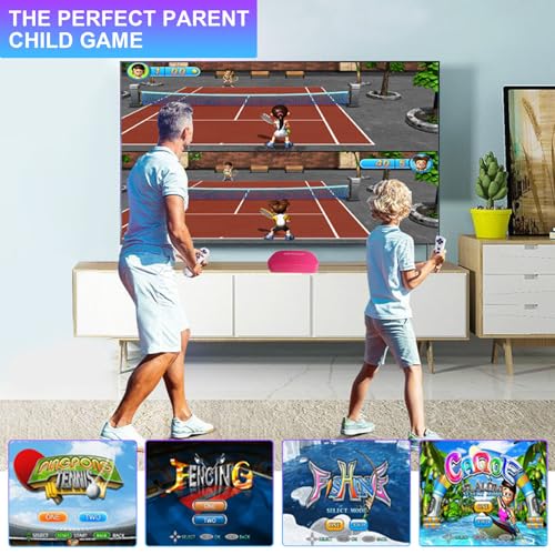 YRPRSODF TV Game Console Built in 100+ Games, Handheld Video Game Machine with 2.4G Wireless Gamepad Somatosensory Control, HD Plug and Play, Home Interactive& Puzzle Games, Red - Image 2