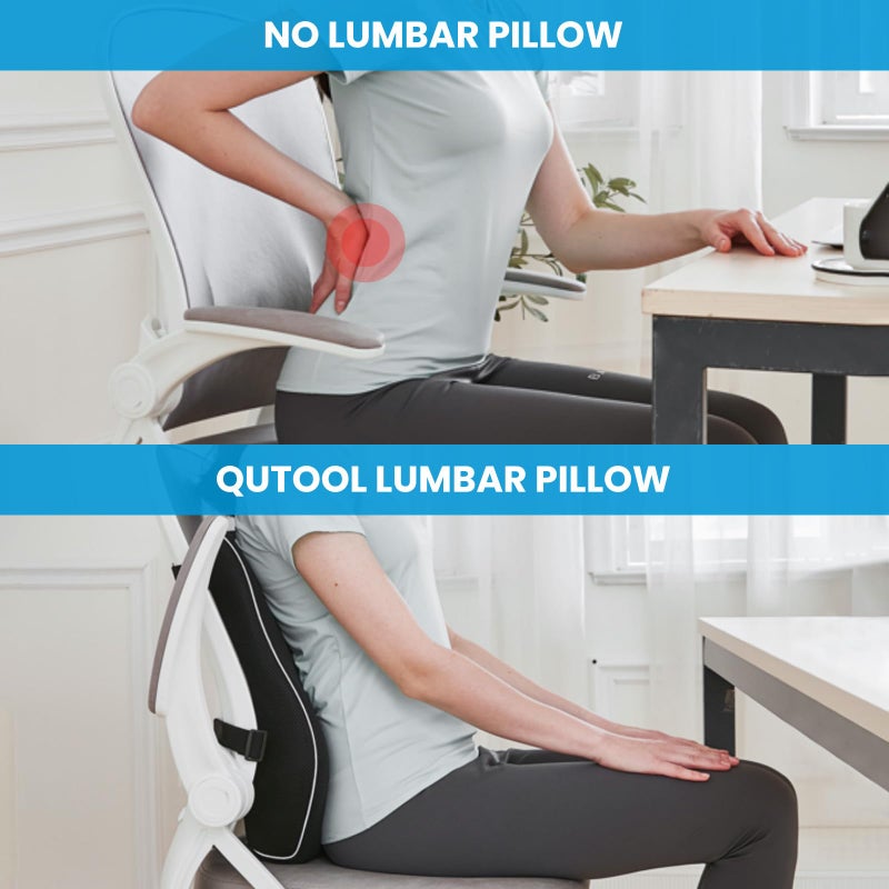 QUTOOL Lumbar Support Pillow for Office Chair, Office Home Essentials,Stocking Stuffers,Back Support Pillow for Car, Chair Cushions,Back Pain Relief Improve Posture,Mesh Cover Double Adjustable Straps - Image 3