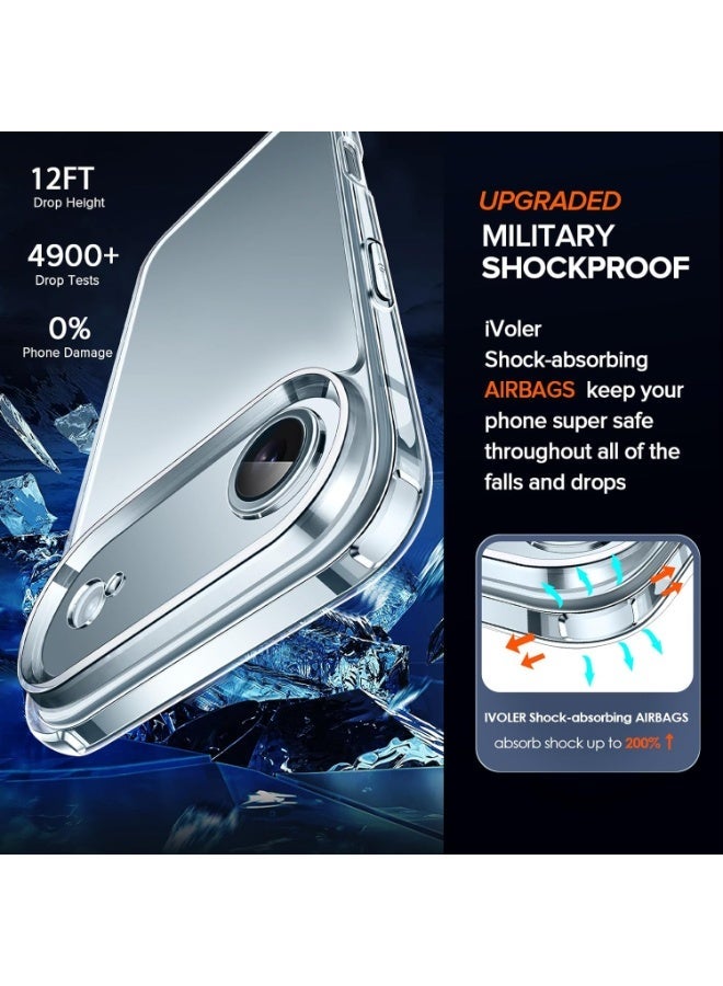 Raxoom 3-in-1 Case for iPhone 17 Air 6.6-Inch â€“ Clear Slim TPU Shockproof Cover + [2 Pack] Tempered Glass Screen Protectors + Camera Lens Cover, Anti-Scratch, Anti-Yellowing, Wireless Charging Compatible - Image 5