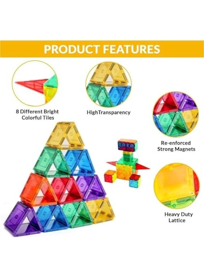 Loquat Vibrant Clear Color Magnetic Building Tiles - 100pcs, Early Learning Brain Development, 3D Construction Play Boards, Creativity Beyond Imagination, Special Edition  - Image 3