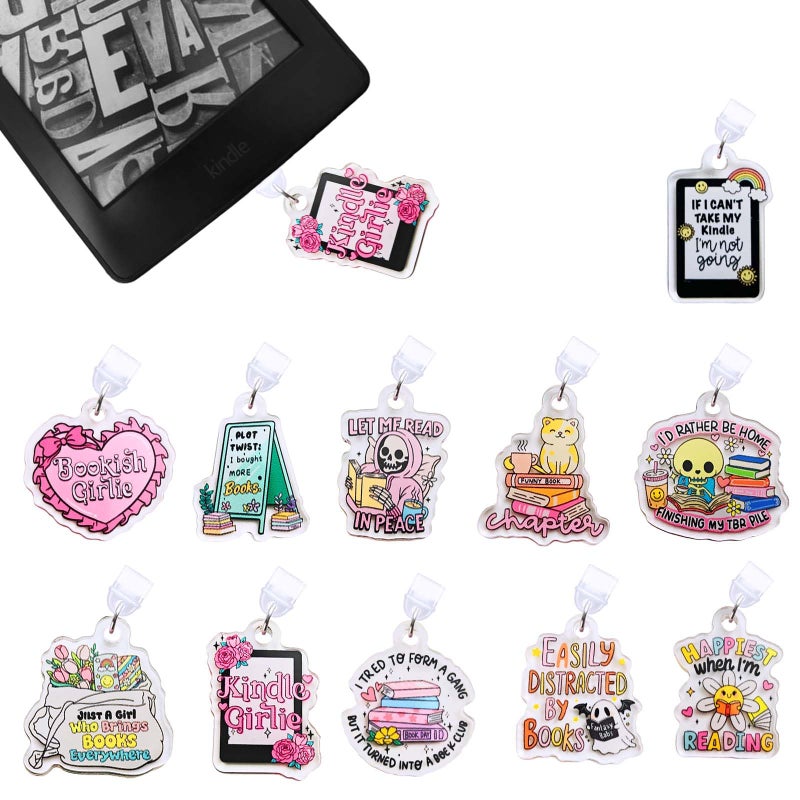 Vozekrod 11PCS Charms for EReader Type C Dust Plug Accessories for Kindle Tablets Cute Acrylic Port Protectors Gift for Book Lovers Students Teachers Friends - Image 2