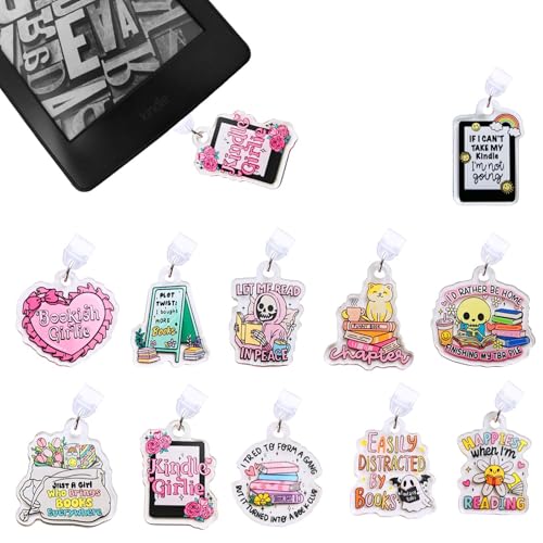Vozekrod 11PCS Charms for EReader Type C Dust Plug Accessories for Kindle Tablets Cute Acrylic Port Protectors Gift for Book Lovers Students Teachers Friends - Image 1