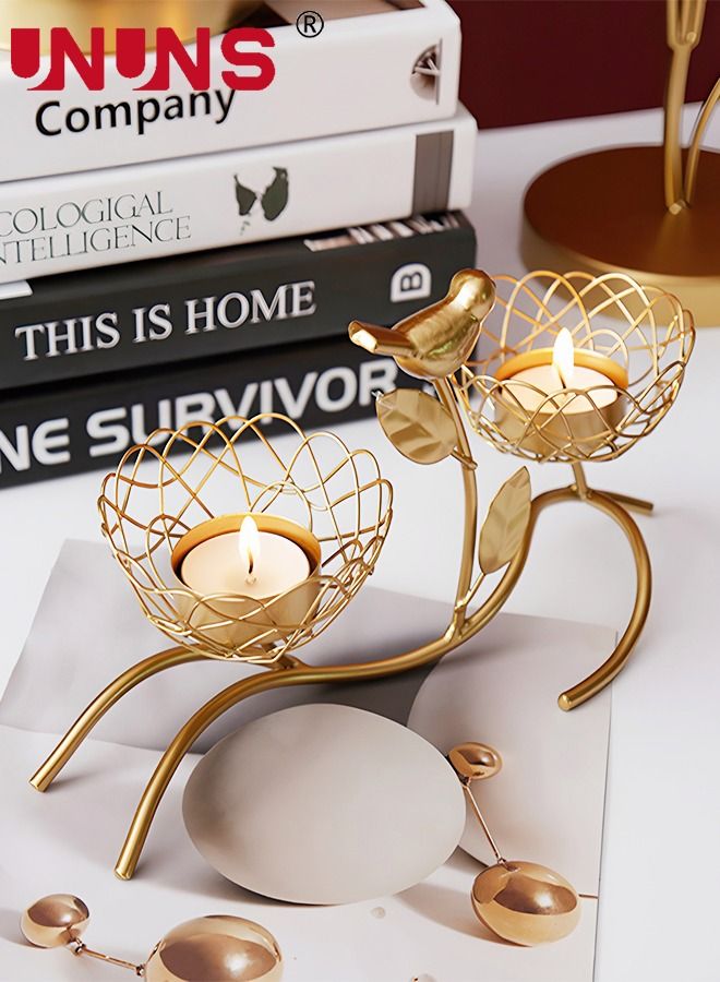 UNUNS Iron Candle Holders,Vintage Candle Stand For Home Decor Centerpiece, Golden Iron Candle Holder,Tabletop Decorative TeaLight Candle Stands - Image 3