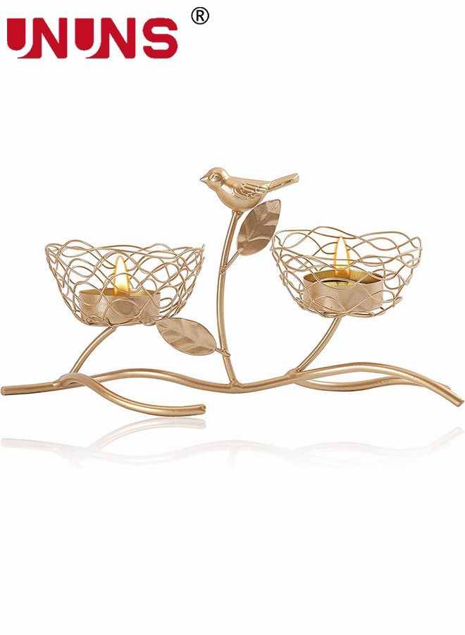 UNUNS Iron Candle Holders,Vintage Candle Stand For Home Decor Centerpiece, Golden Iron Candle Holder,Tabletop Decorative TeaLight Candle Stands - Image 2