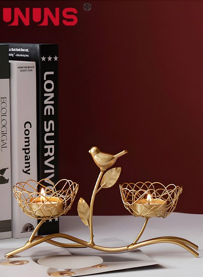 UNUNS Iron Candle Holders,Vintage Candle Stand For Home Decor Centerpiece, Golden Iron Candle Holder,Tabletop Decorative TeaLight Candle Stands - Image 1
