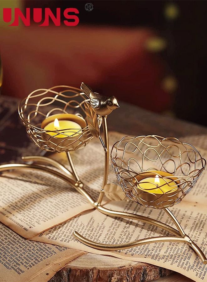 UNUNS Iron Candle Holders,Vintage Candle Stand For Home Decor Centerpiece, Golden Iron Candle Holder,Tabletop Decorative TeaLight Candle Stands - Image 4