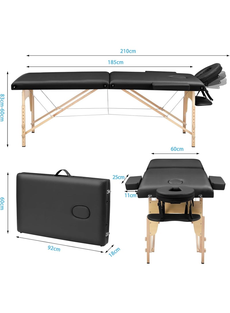 Folding massage table – Two-part wooden portable massage bed for physiotherapy and tattooing - Image 3