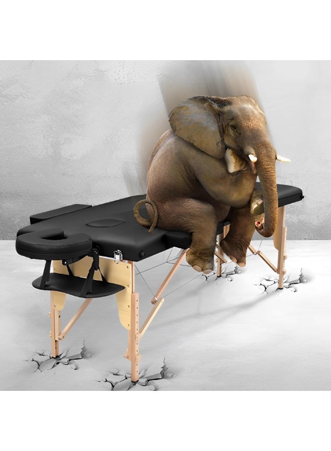 Folding massage table – Two-part wooden portable massage bed for physiotherapy and tattooing - Image 4