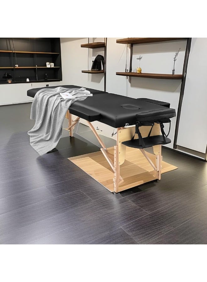 Folding massage table – Two-part wooden portable massage bed for physiotherapy and tattooing - Image 2
