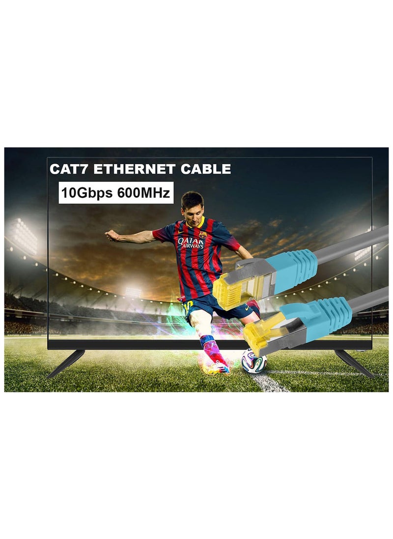 MOWSIL - Ethernet Cable Cat7 3M Gigabit Network Cable High-Speed Flat 10Gbps Shielded Internet Cable RJ45 Ethernet Cable Patch Cable Compatible for Gaming PS5 PS4 PS3 Xbox Laptop Modem Router Computer - Image 1