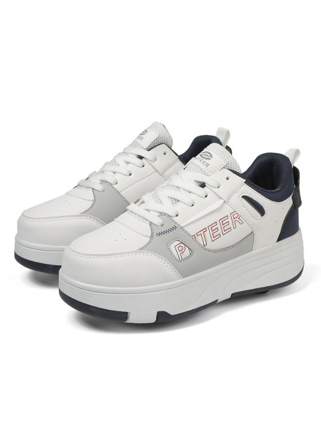 NIBEMINENT Kids Roller Skates Shoes 4 Wheels Roller Shoes Boys Girls Wheel Shoes Roller Sneakers Shoes for Beginner More Balanced  - Image 1
