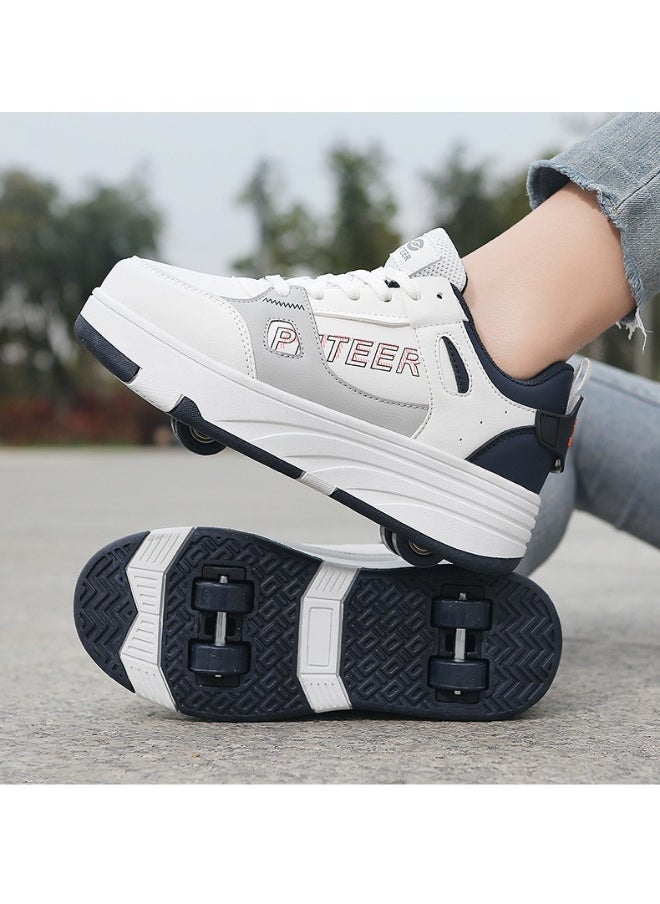 NIBEMINENT Kids Roller Skates Shoes 4 Wheels Roller Shoes Boys Girls Wheel Shoes Roller Sneakers Shoes for Beginner More Balanced  - Image 2