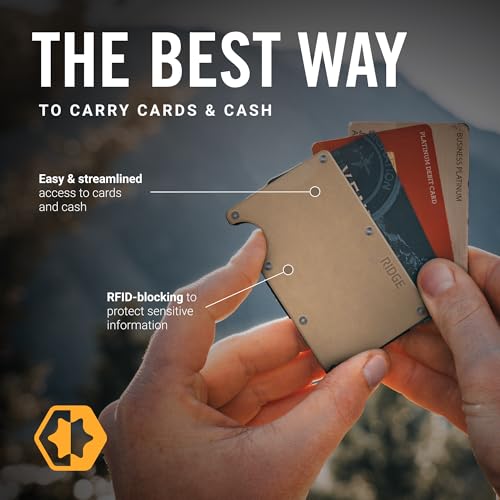 The Ridge Ridge Wallet for Men - Slim Minimalist Compact Wallet with RFID Protected Lining, Leather Front Pocket Wallets for Men with Cash Strap (Natural Tan) - Image 3