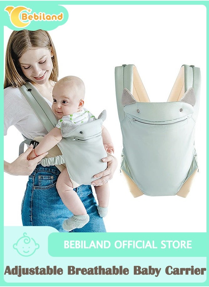 Bebiland Baby Carrier Newborn to Toddler with Pocket, 4-in-1 Easy to Wear Ergonomic Adjustable Breathable Carrier Slings, Perfect for Baby Infants up to 15kg Toddlers, Green  - Image 1