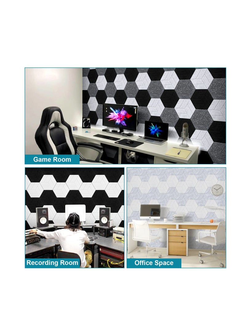 Excefore 12 Pack Acoustic Panels Sound Proof Foam Panels, Hexagon Soundproof Wall Panels Decorative Wall Panels Sound Absorbing Panels for Studio Office Home,Black - Image 3