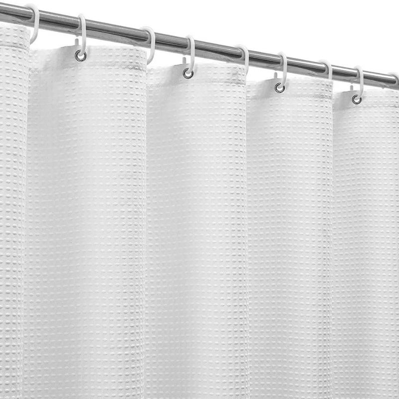Matt Waffle Weave Design Shower Curtains for Bathroom 180X220cm- White