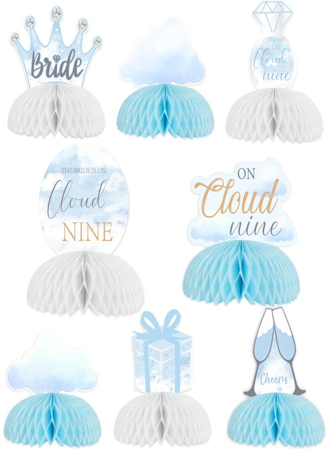Blisstock On Cloud Nine Bridal Shower Honeycomb Centerpieces On Cloud 9 Bachelorette Party Table Decorations Blue Theme Crown Diamonds 3D Table Decor for Girls Engagement Wedding Receptions Party Supplies - Image 1
