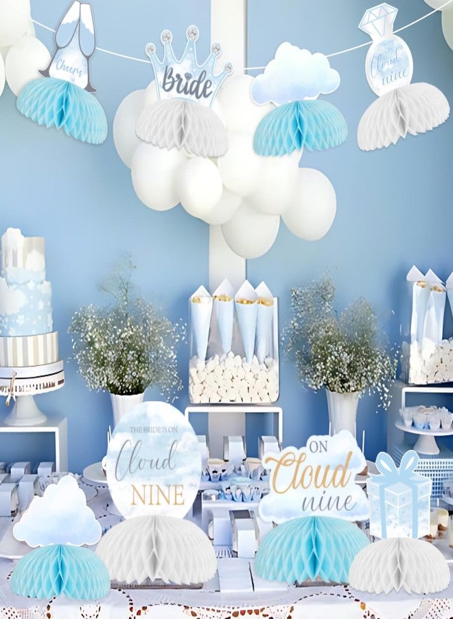 Blisstock On Cloud Nine Bridal Shower Honeycomb Centerpieces On Cloud 9 Bachelorette Party Table Decorations Blue Theme Crown Diamonds 3D Table Decor for Girls Engagement Wedding Receptions Party Supplies - Image 2