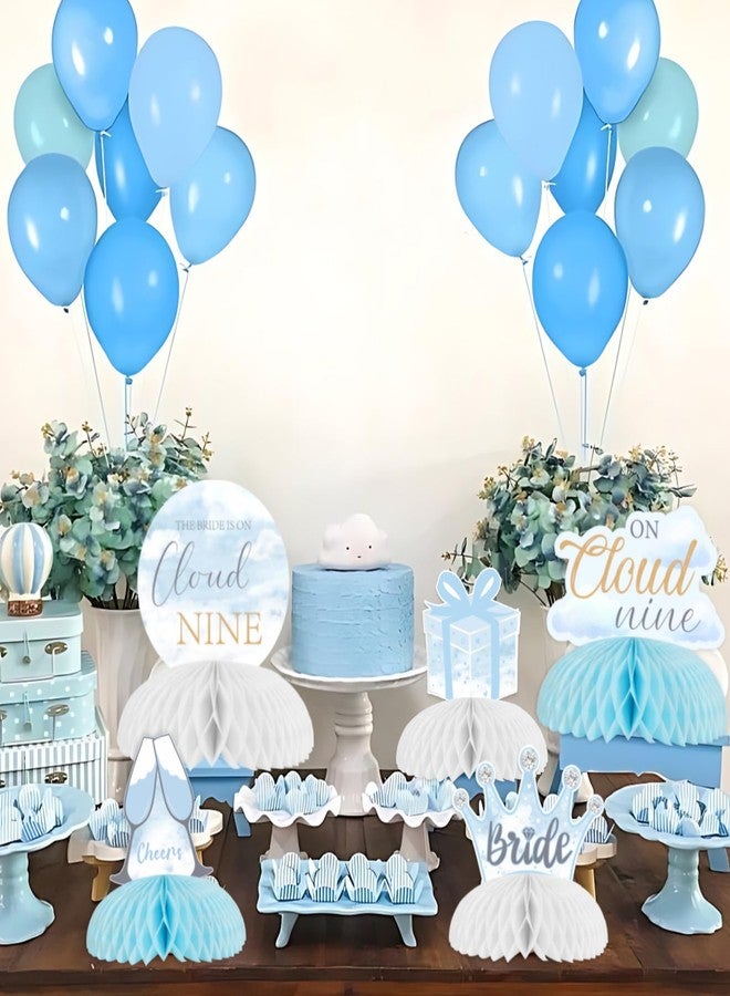Blisstock On Cloud Nine Bridal Shower Honeycomb Centerpieces On Cloud 9 Bachelorette Party Table Decorations Blue Theme Crown Diamonds 3D Table Decor for Girls Engagement Wedding Receptions Party Supplies - Image 4