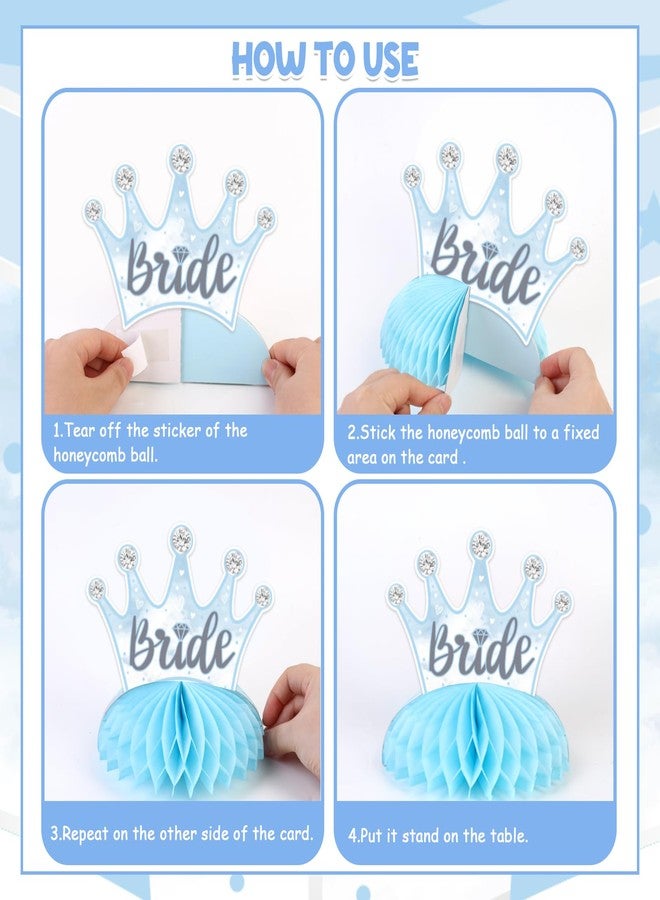 Blisstock On Cloud Nine Bridal Shower Honeycomb Centerpieces On Cloud 9 Bachelorette Party Table Decorations Blue Theme Crown Diamonds 3D Table Decor for Girls Engagement Wedding Receptions Party Supplies - Image 5