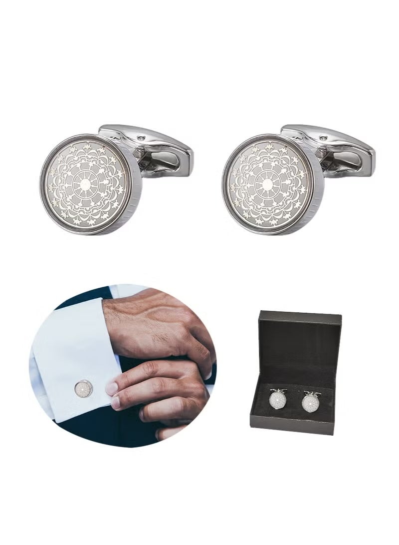 1 Pairs Men's Cufflinks, Shirt Suit Cufflinks, with Classic Calm and Unique Design are Suitable for Formal occasions and Daily Mens Accessories（with Cufflink Box） - Image 1