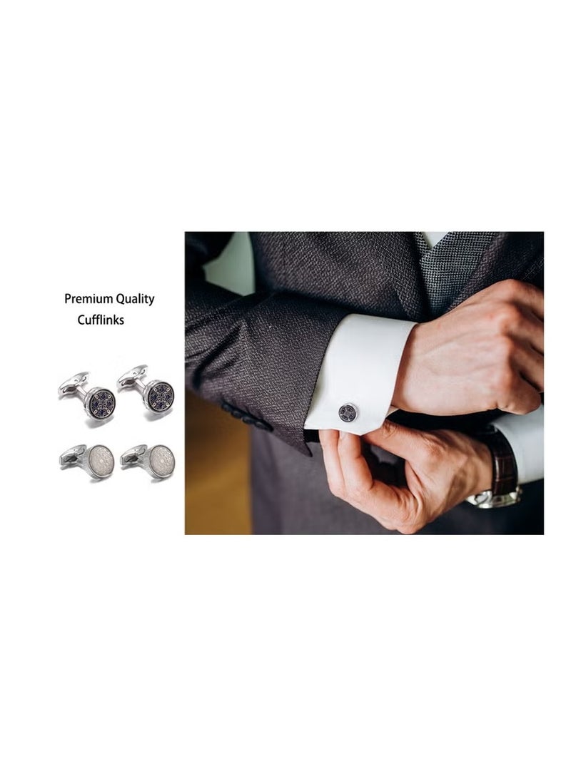1 Pairs Men's Cufflinks, Shirt Suit Cufflinks, with Classic Calm and Unique Design are Suitable for Formal occasions and Daily Mens Accessories（with Cufflink Box） - Image 2