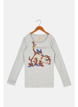 Looney Tunes Kids Girl Graphic Print T-Shirt, Grey Heather  - Image 1