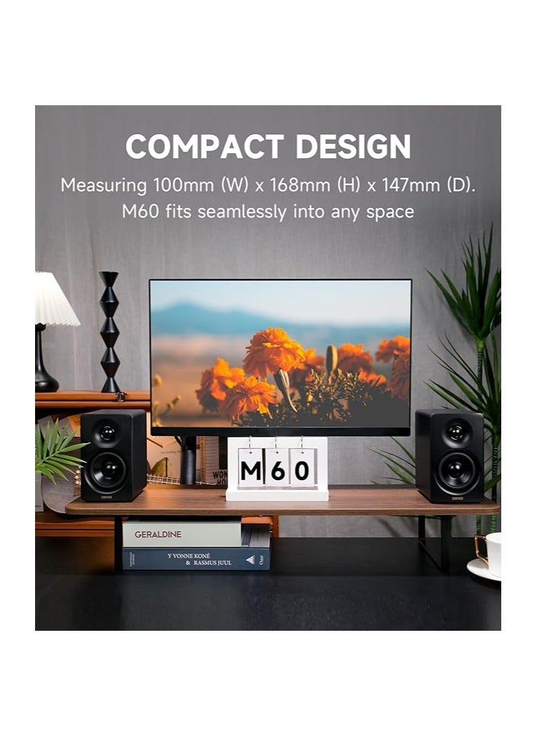 EDIFIER Edifier M60 Multimedia Speaker Bluetooth 5.3, 66W RMS, Hi-Res Audio & Hi-Res Wireless Audio, LDAC,3" Mid Bass & 1" Tweeter, USB-C & Aux Inputs, Compact Desktop Speaker – Black  - Image 2