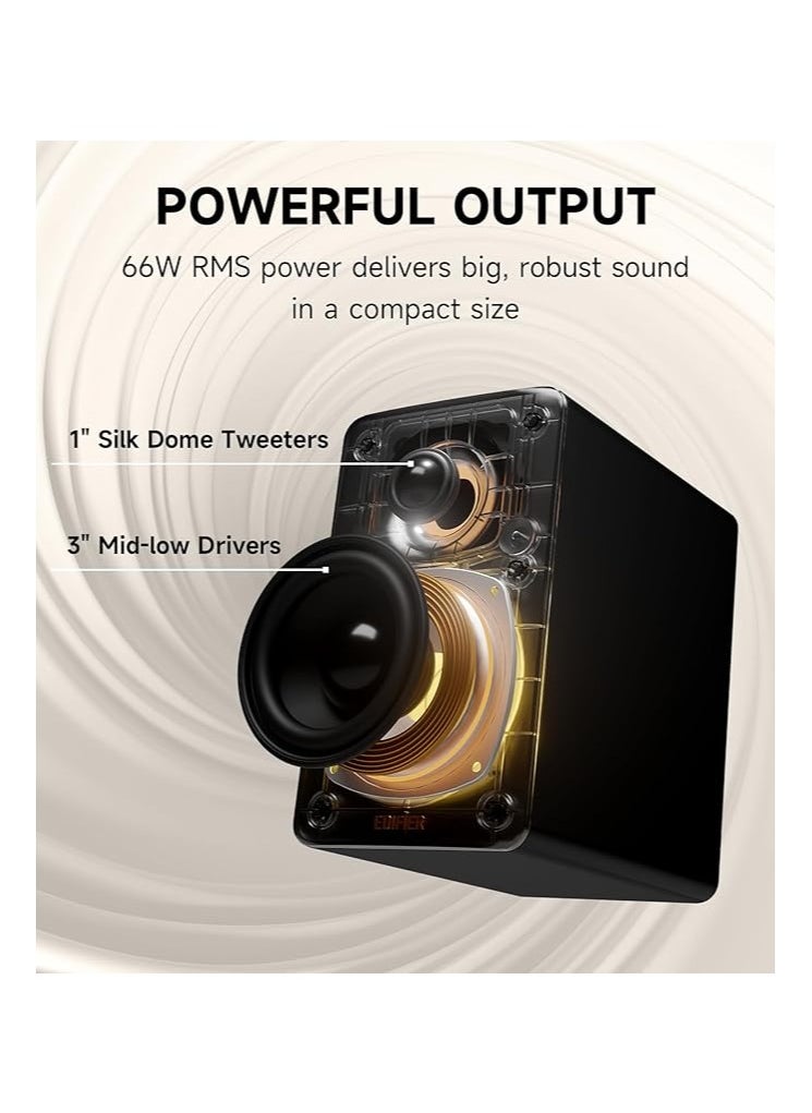 EDIFIER Edifier M60 Multimedia Speaker Bluetooth 5.3, 66W RMS, Hi-Res Audio & Hi-Res Wireless Audio, LDAC,3" Mid Bass & 1" Tweeter, USB-C & Aux Inputs, Compact Desktop Speaker – Black  - Image 3