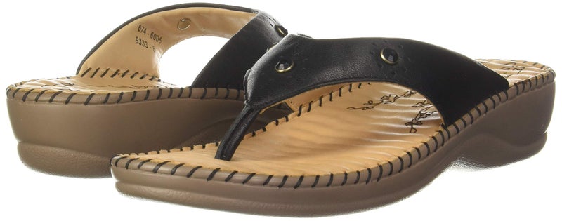 Scholl Women Melissa Black Leather Fashion Slippers-3 UK (6746005) - Image 2