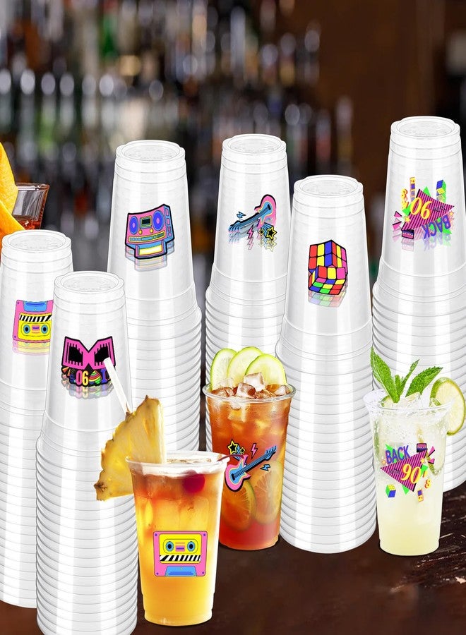 ZCPTZ 100 Pcs 90's Party Plastic Cups 12 oz Back to the 90s Disposable Clear Cups Disco 90's Party Supplies Cup for Retro Party Decorations 90s Theme Party Decorations Cup - Image 4