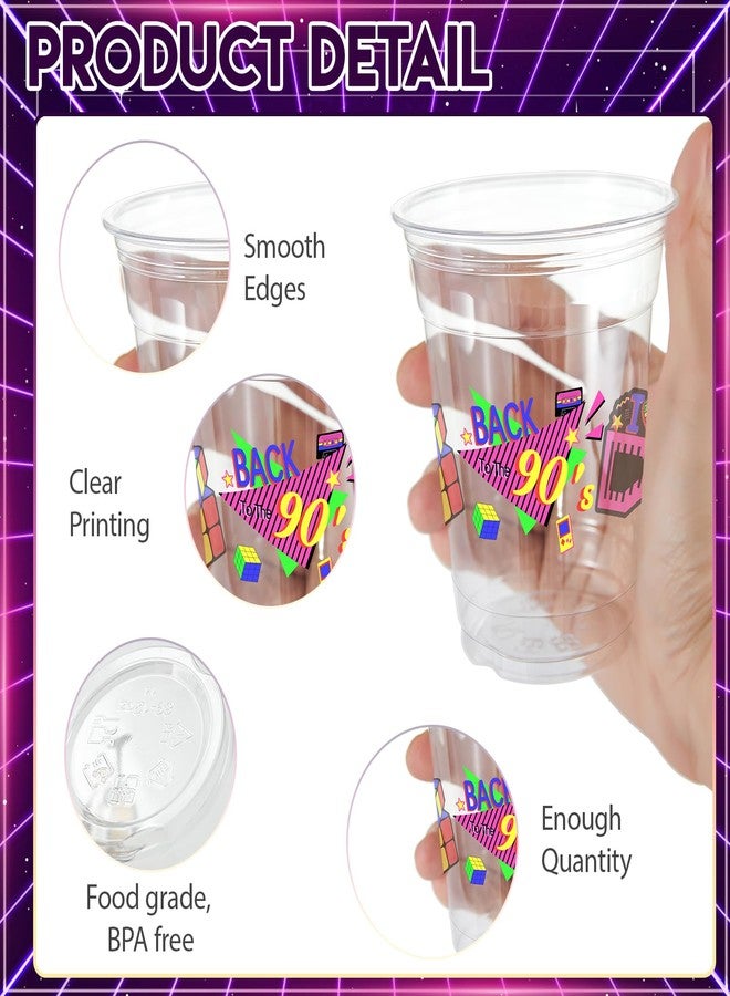 ZCPTZ 100 Pcs 90's Party Plastic Cups 12 oz Back to the 90s Disposable Clear Cups Disco 90's Party Supplies Cup for Retro Party Decorations 90s Theme Party Decorations Cup - Image 3