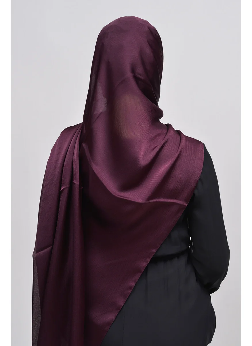 Altobeh Janjan Shiny Satin Textured Hijab Evening Dress Chiffon Shawl-Plum