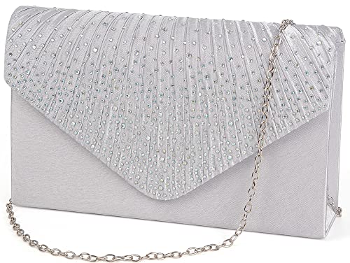 BBjinronjy Clutch Purse for Women Evening Bags for Women Formal Wedding Party Cocktail Prom Crossbody Purse Evening Handbags (Silver) - Image 1