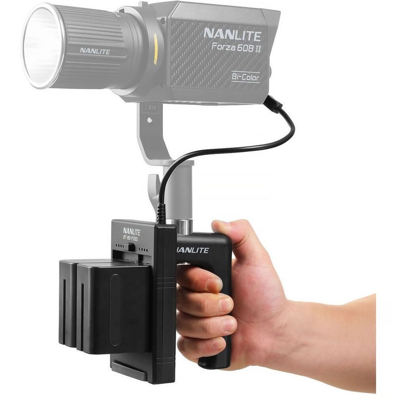 NANLITE The Nanlite BT-BG-FZ60 Battery Grip (Sony L / NP-F) allows the Forza 60 II, 60B II, or 60C to operate using NP-F type batteries when AC power is unavailable. - Image 2