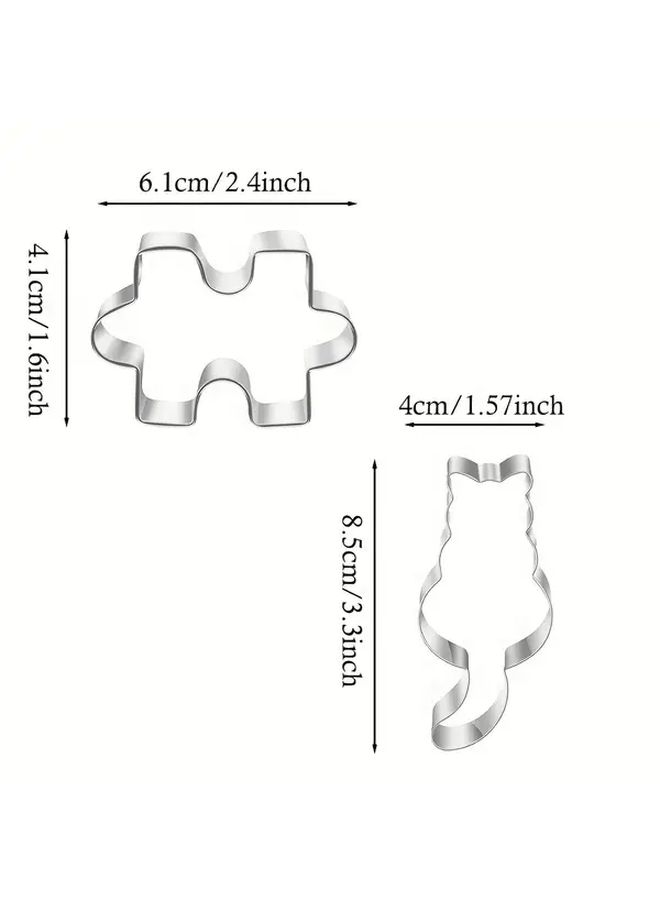 Stainless Steel Jigsaw Puzzle and Cat Cookie Cutter 2 Piece Set - Image 3