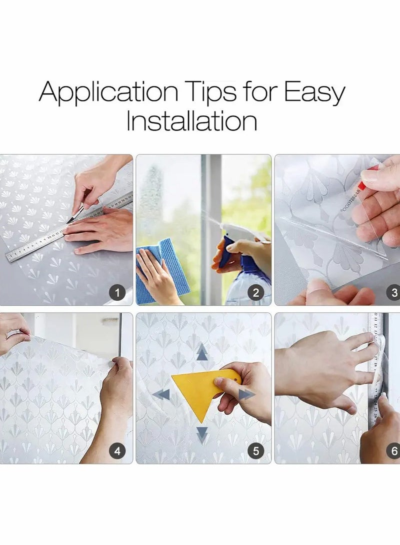 كاست ويف فيلم نافذة الخصوصية، فيلم زجاجي غير لاصق غير لامع، ملصق نافذة يحجب أشعة الشمس، فيلم زجاجي زخرفي ذاتي الالتصاق للمنزل والمطبخ وغرفة المعيشة، قابل للإزالة وإعادة الاستخدام ومضاد للأشعة فوق البنفسجية ( - Image 5