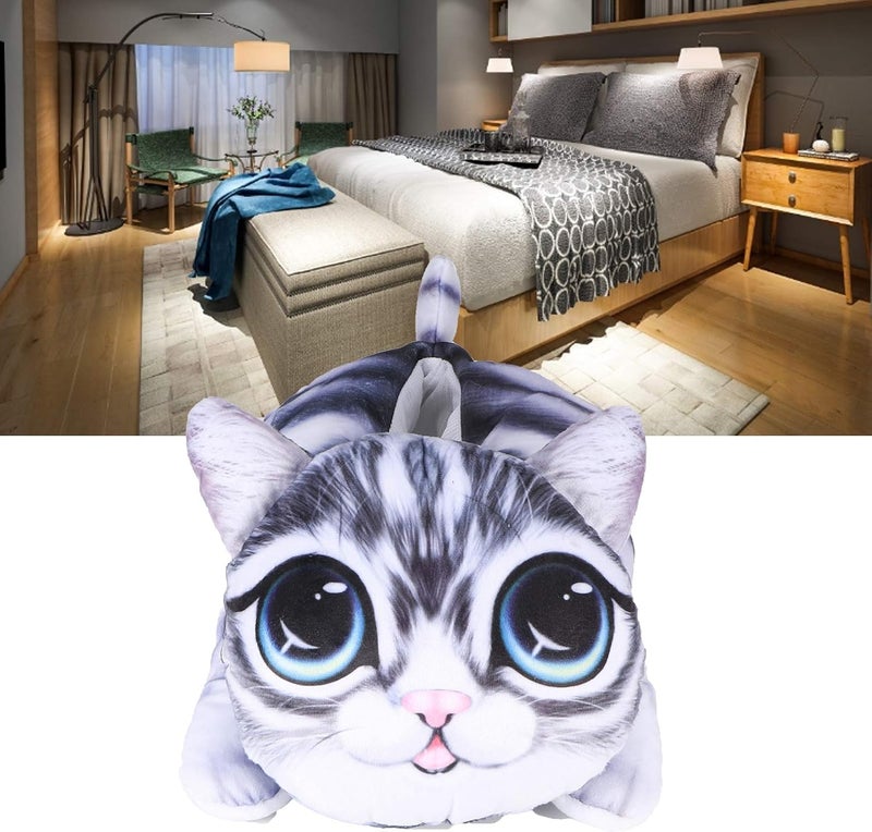 3D Cat Dog Shaped Car Tissue Box Holder Plush Fabric 31x17x20cm - Soft Decorative Hanging Dispenser for Car Headrest or Home Use (Big-Eyed cat 6548) - Image 4