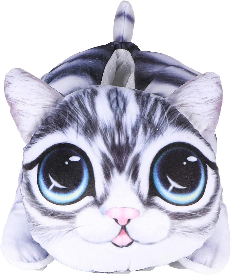 3D Cat Dog Shaped Car Tissue Box Holder Plush Fabric 31x17x20cm - Soft Decorative Hanging Dispenser for Car Headrest or Home Use (Big-Eyed cat 6548) - Image 1