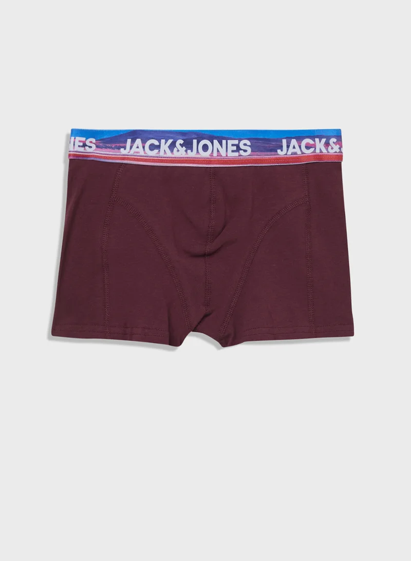 Jack & Jones Junior Youth 3 Pack Logo Waist  Boxers